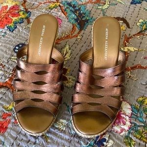 Bronze wedge platform sandals